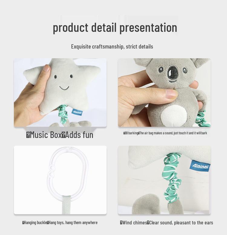 Aipinqi Animal Pendant Music Box Toy - Baby Pull Ring Cartoon Car Hanging Toy.