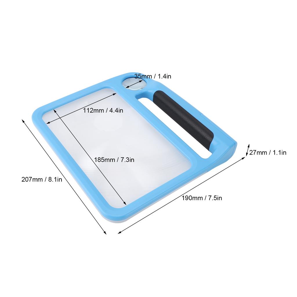 Handheld Magnifying Glass with Light 5X 10X Rectangle Reading Illuminated Magnifier Three Gears Adjustable with Ergonomic Handle