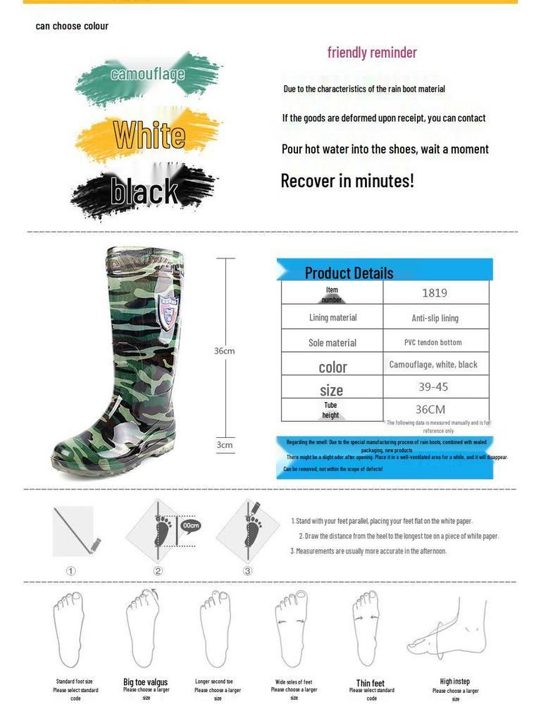 Aoteta Herren Hohe Arbeits-Regenstiefel