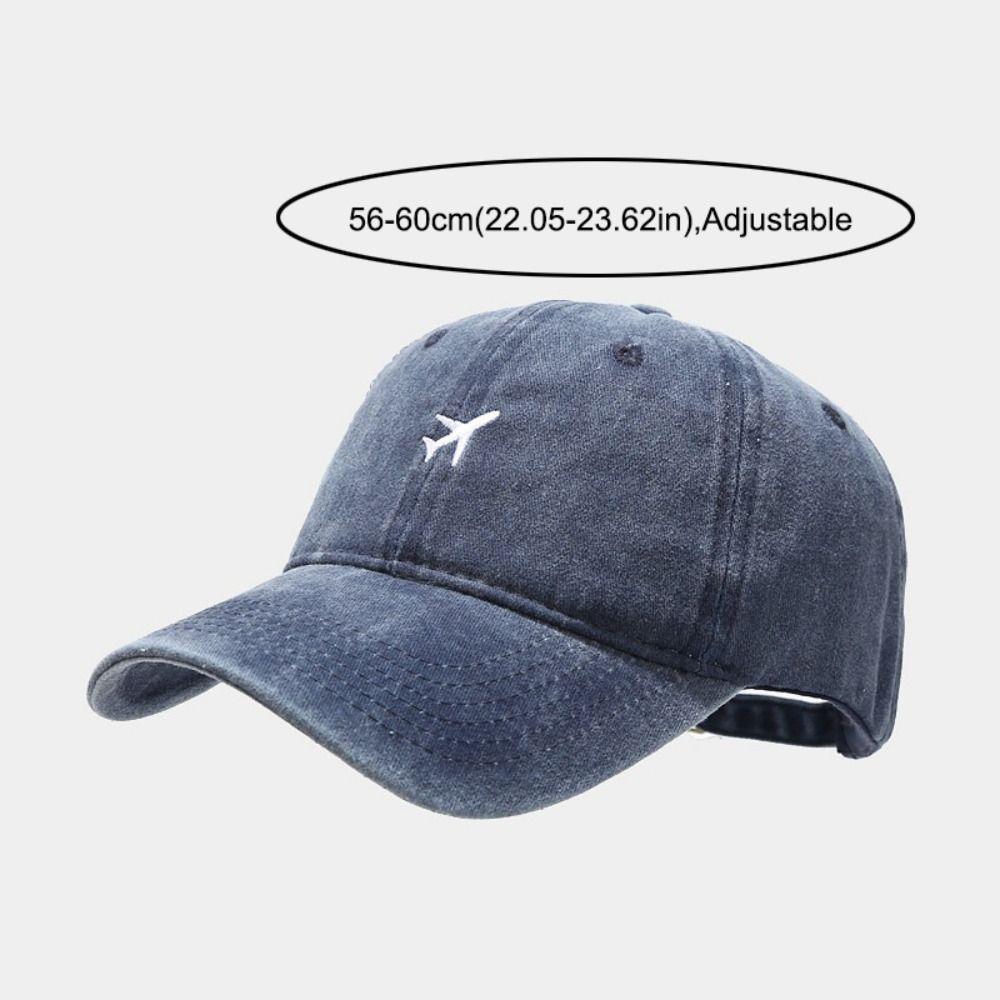 Washed Cotton Airplane Embroidered Baseball Cap Distressed Adjustable Peaked Cap Sunscreen Hip Hop Sun Hat For Man Women Unisex