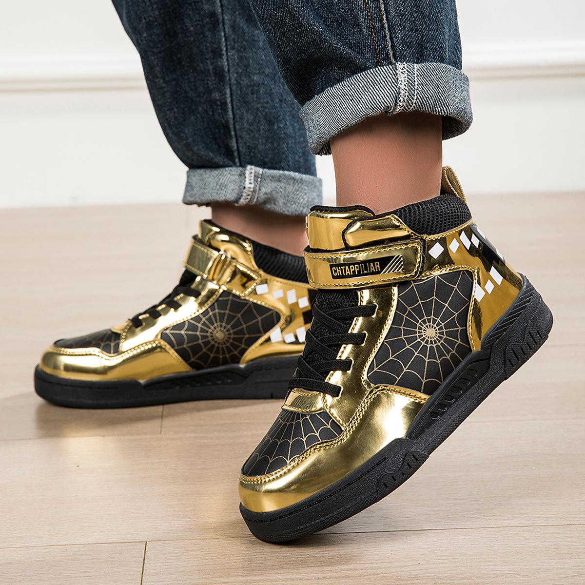 

Spring 2025 Boys High-Top Non-Slip Casual Sports Shoes for Kids 36 чорний/золотий