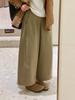 Women's Spring Khaki Wide-Leg Pants with High-End Japanese & Korean Style - Loose, Draped, and Casual
