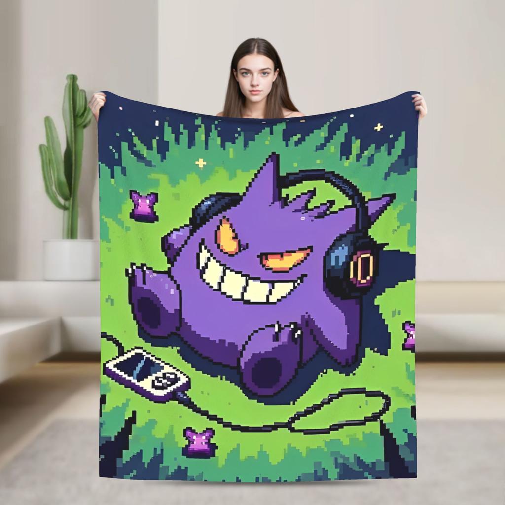 Gengar Cartoon  Blanket  Super Warm Street Trend Plush Throw Blanket For Home Decor Decorative Flannel Bedspread Bed Cover