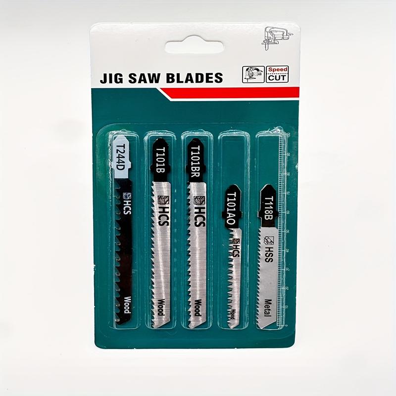 

5pcs/Set T-Shaped Jigsaw Blade Set – Multi-Purpose Saber Saw Replacement Blades, Cuts Plastic, Wood & Metal