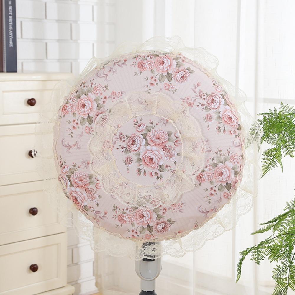 Round Lace Electric Fan Cover Pastoral Style Floral Floor Fan Covers  Electric Fan