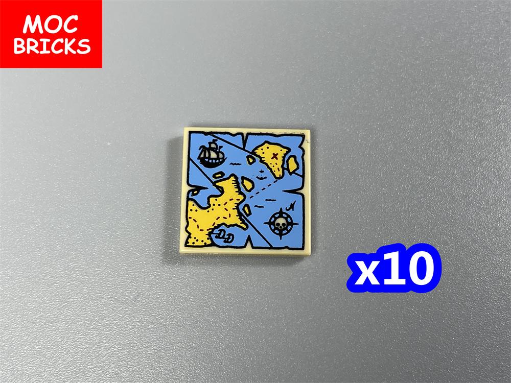 MOC Bricks DIY Printed Tile 1x1 1x2 2x2 2x3 1x4 Solar Panel Gauge Map Compass Assembled Building Block Accessories Kids Toy Gift