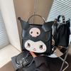 Kuromi Cute Girl Backpack Pu Material With Zipper Closure For Daily Use