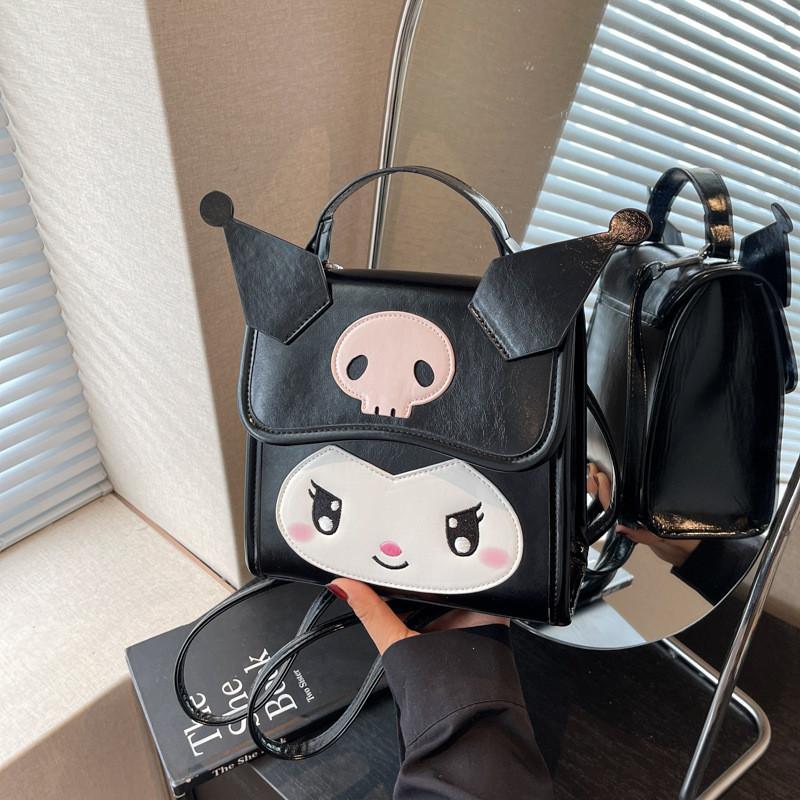 Kuromi Cute Girl Backpack Pu Material With Zipper Closure For Daily Use