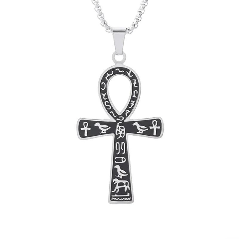 Ancient Egyptian Animal Totem Ankh Cross Pendant Necklace for Men Women Fashion Charm Lucky Riding Jewelry