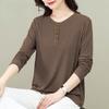 T-shirt a maniche lunghe primaverile da donna, casual, base, top ampio, maglietta