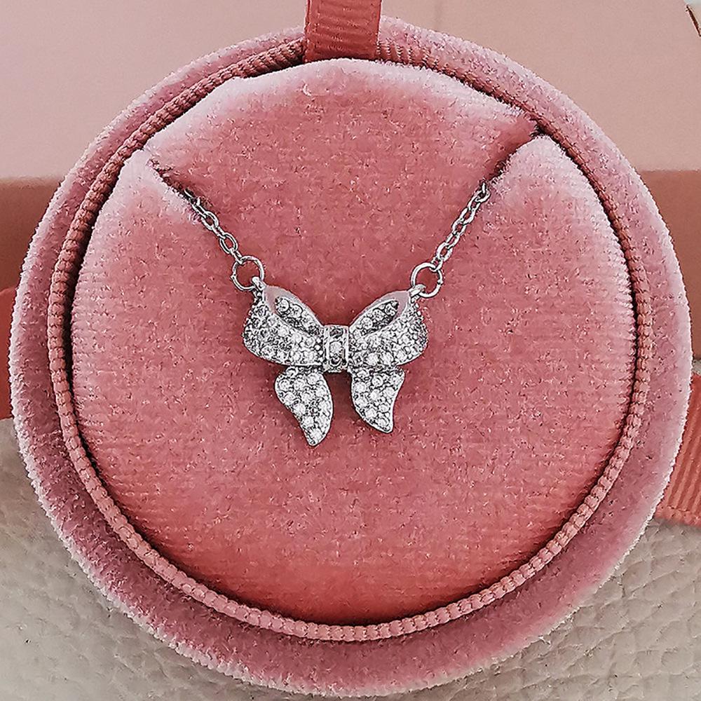 

Элегантное колье-кисточка с бриллиантом в виде банта - Женская прочная цепочка на ключицу, стиль X6223 белый