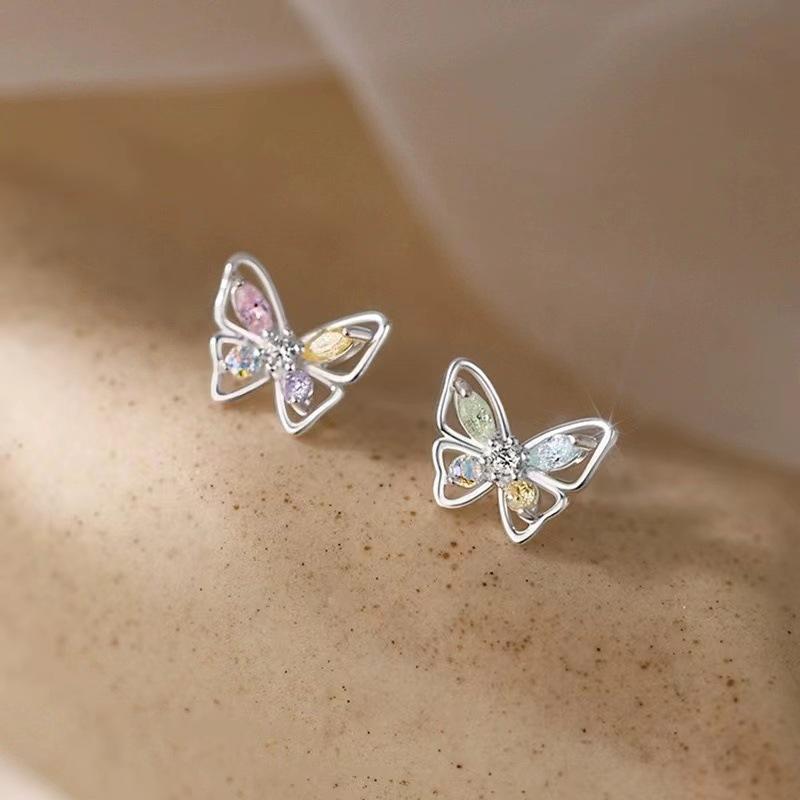 New Exquisite Women s Fashion Colorful Zirconia Hollow Butterfly Stud Earrings Luxurious… More