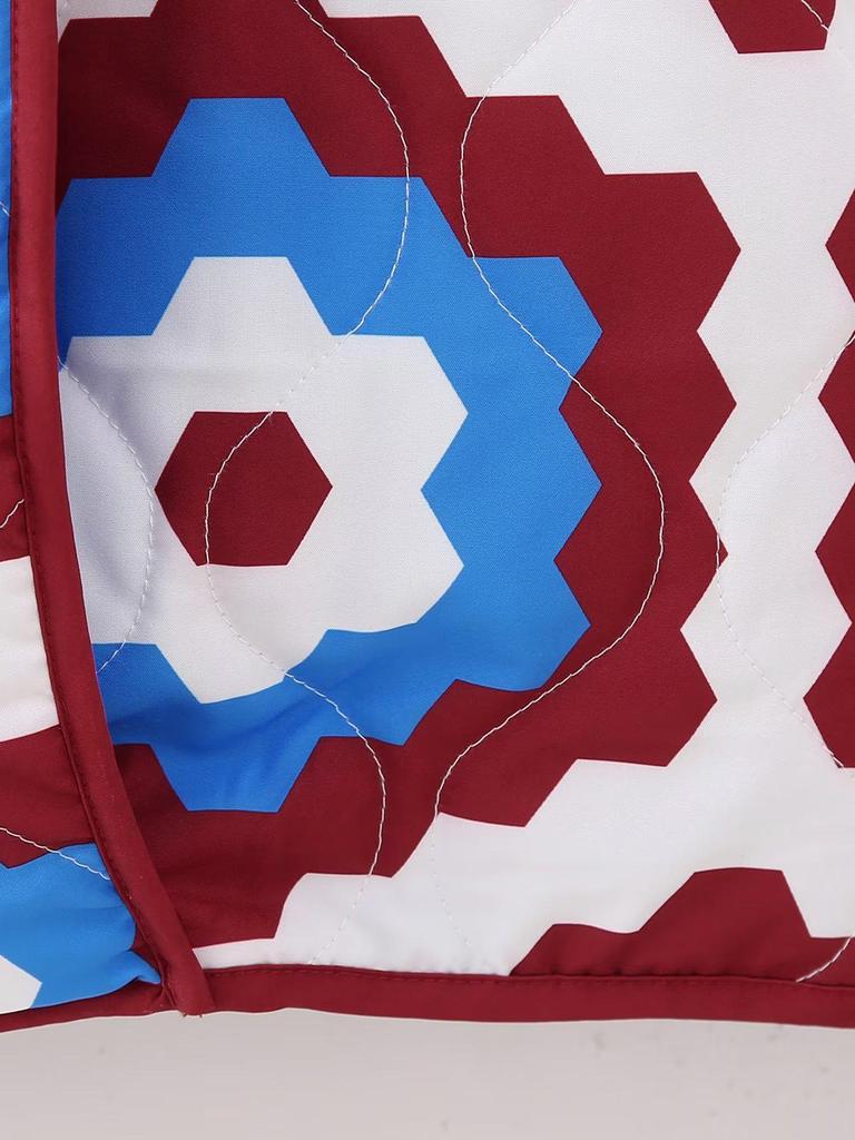 Jesienny damski płaszcz bawełniany patchworkowy z nadrukiem geometrycznym 2023