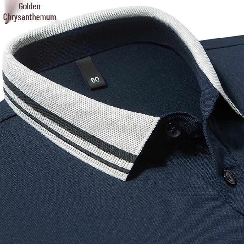 Camisa Polo Respirável de Mistura de Seda Masculina
