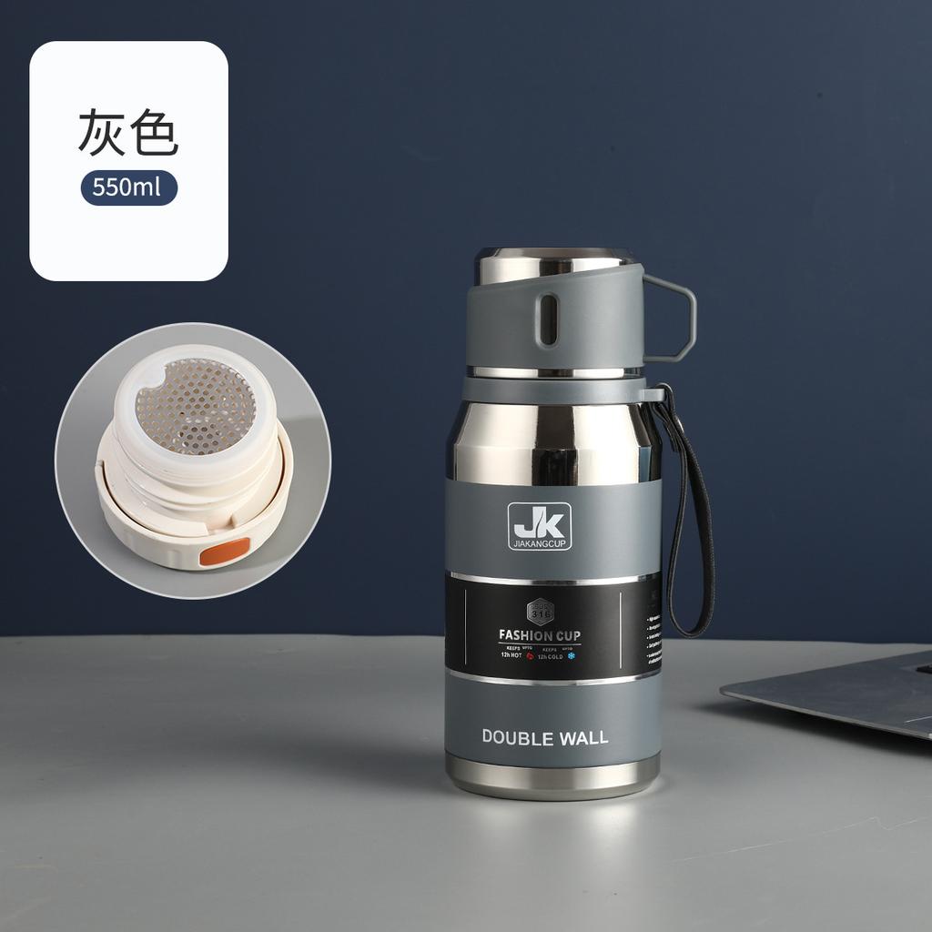 Water Bottle All Steel High Vacuum Thermos Cup Stainless Steel Double Cover Large Capacity Outdoor Water Cup Travel Kettle Tea Separation
