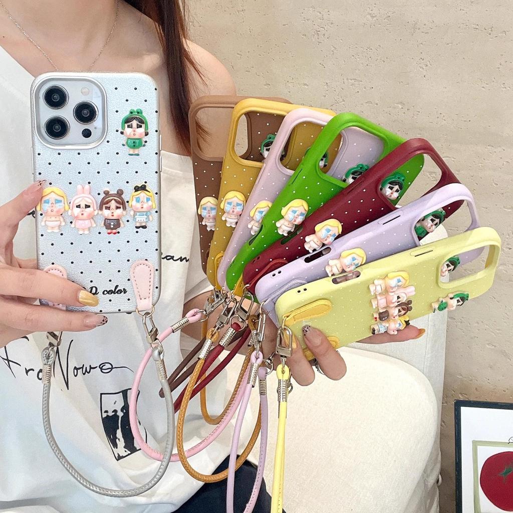 3D Crying Baby Doll iPhone 17 Pro Max Case with New High-end Lanyard for iPhone 13/12/15/14