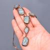 Aquamarine Rough Gemstone Copper Boho Electroformed Birthday Gift Chain Necklace V-23
