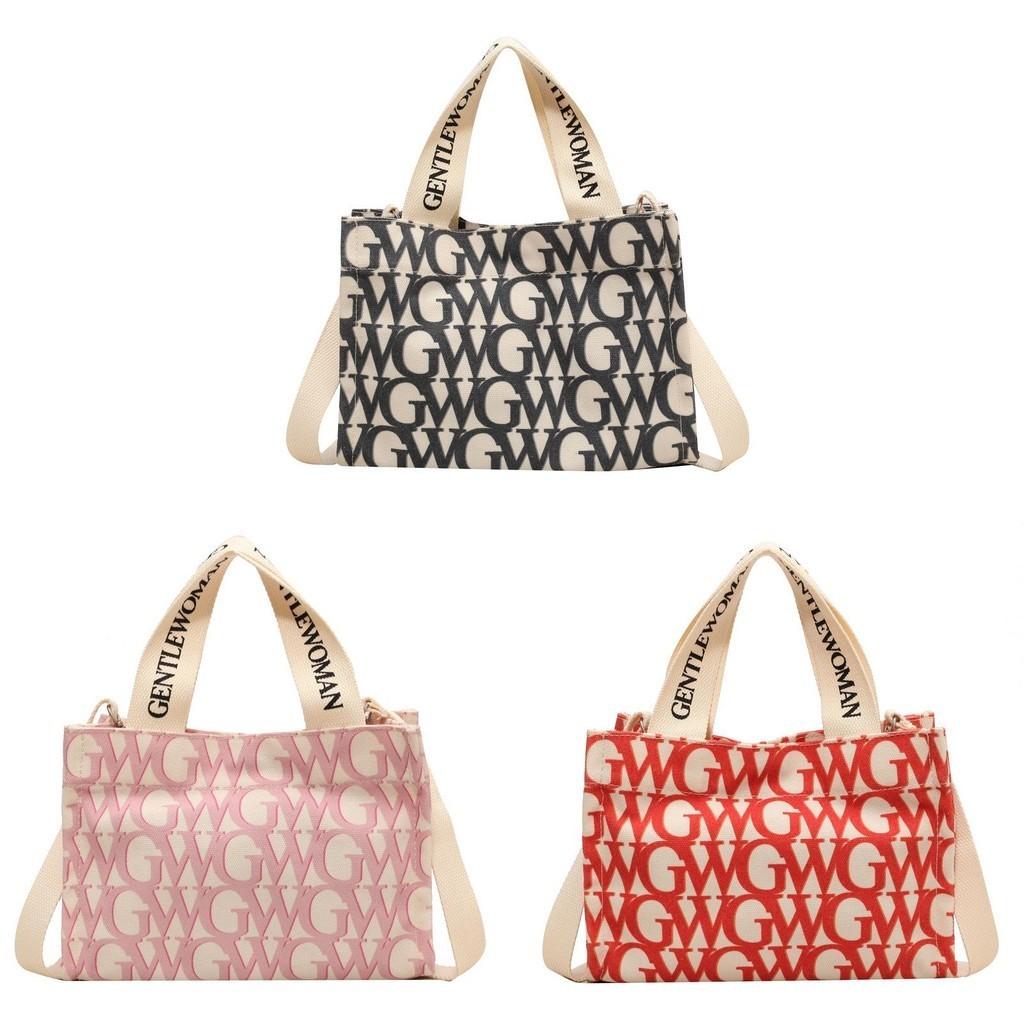 Borsa a Spalla in Tela Elegante e Delicata Stile di Strada Piccola Borsa a Mano Borsa a Tracolla con Lettere
