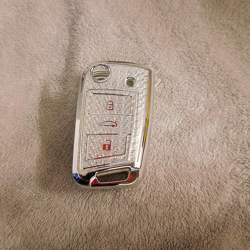 

White Diamond Tpu For Vw For Volkswagen Golf 7 Mk7 Tiguan Mk2 For Seat Ateca Leon Fr Ibiza Remote Car Key Case Cover Fob Holder