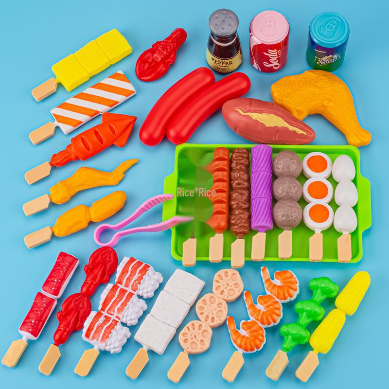 Children's Pretend BBQ Set: Kitchen Play Barbecue Skewers with Simulation Food