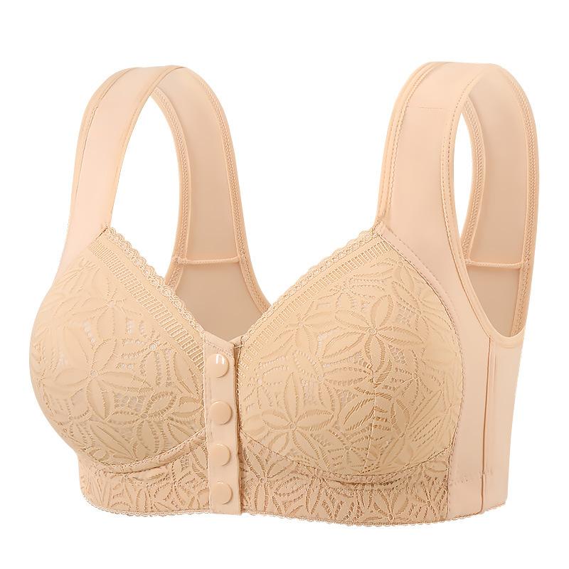 Plus Size Bra Women Front Closure Fixed Cup Thin Wireless Push Up Tank Top Bra Shaping Supportive Comfortable Full Coverage Underwear