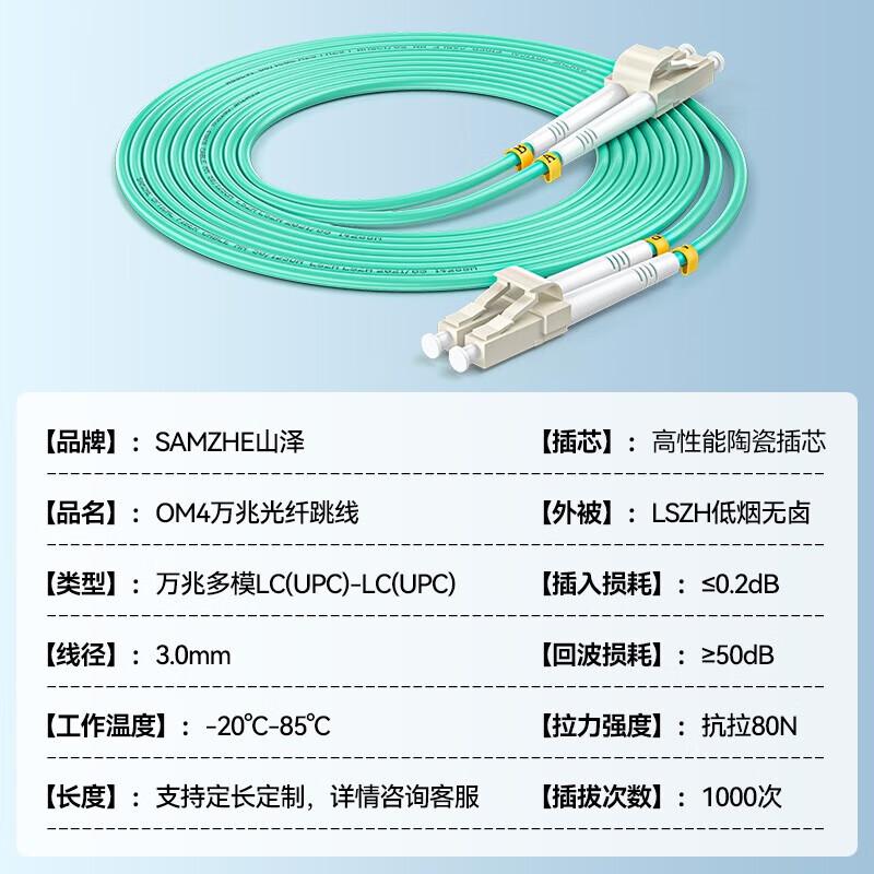 SAMZHE LC-LC OM4 Multimode Duplex Fiber Optic Patch Cable