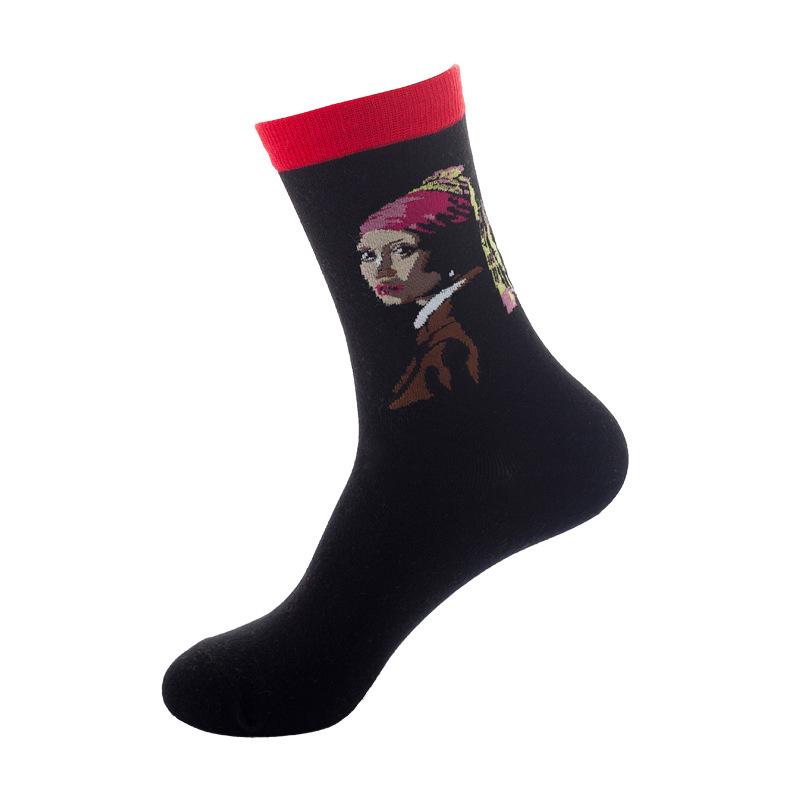 1 Pair Unisex Painting Style Crew Women Street Wear Skateboard Sport Cycling Designer Socks Cotton