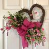 Valentine's Heart Wreath Artificial Rose Flower Wreath Spring Festival Decoration for Front Door Window Wedding Parties