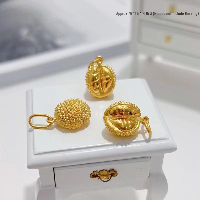 Real Durian Pendant Rose Gold Necklace - Mao Shan Wang Design, Perfect for Valentine's Day