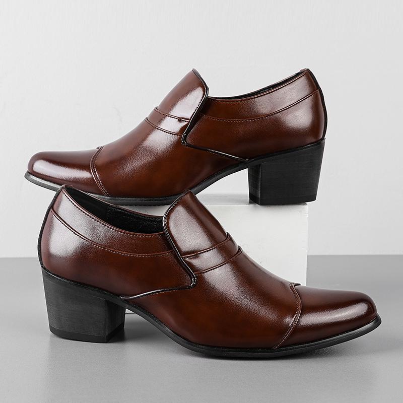 Luxury Designer New Black Brown Patent Leather Casual Cuban Shoes For Men Elevator Loafter Formal Wedding Dress Homecoming