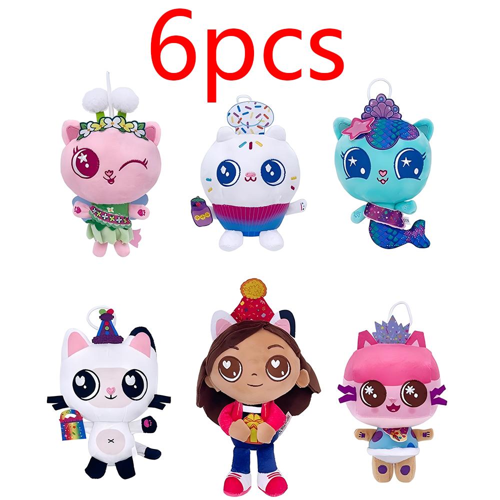 Nieuwe Gaby's poppenhuis Pluche Speelgoed Mercat Cartoon Knuffeldieren Lachende Kat Auto Kat Knuffel Gaby Meisje Verjaardagscadeau