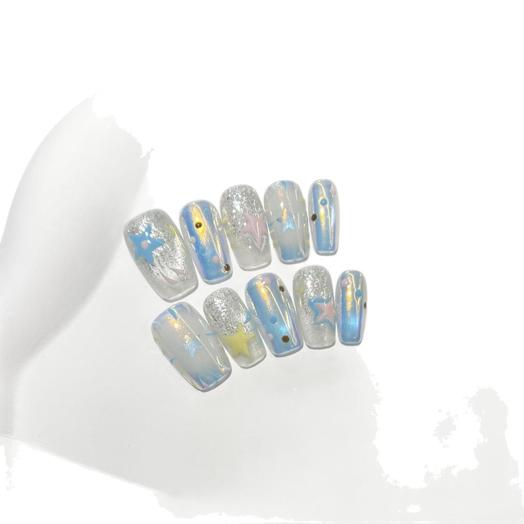 Pure Hand-wearing Armor High-end Aurora Painted Sequins Cat Eye Nail Art