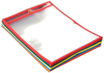 Amazon Basics Ticket Holder Pockets, 21.6 X 28 Cm, Pack of 25, Multicolored Fabric Edged Clear Film