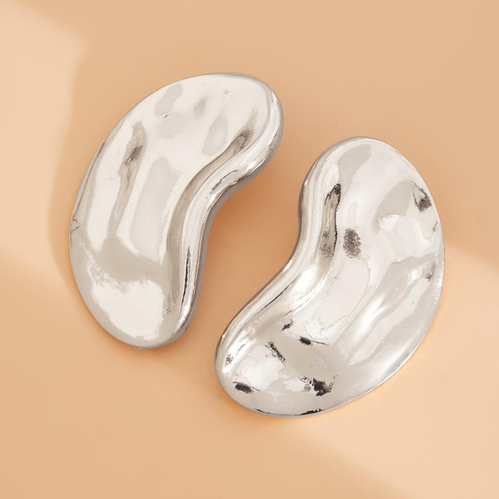 INS Folded Water Drop Pendant Earrings Irregular Geometric Hammered Surface Earring Set