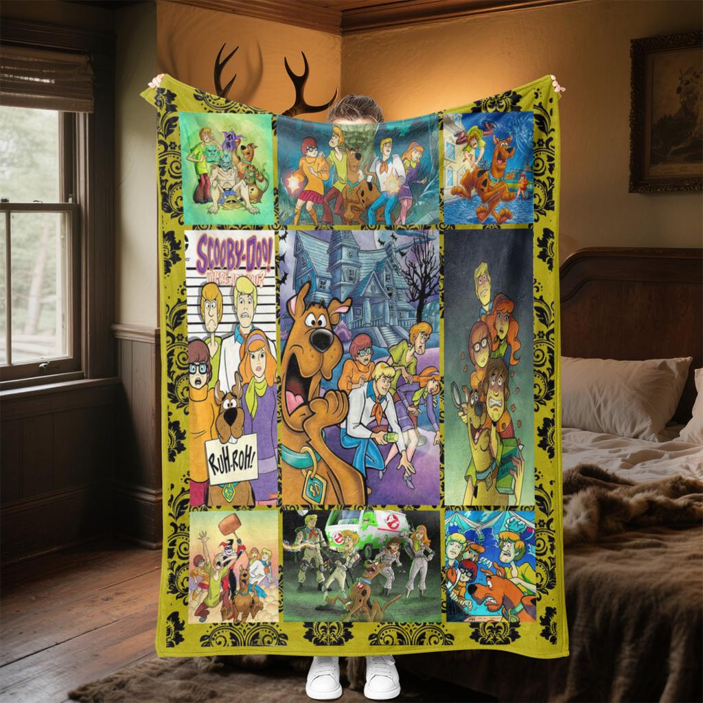 Halloween fantasy comedy adventure cartoon movie Scooby-Doo blanket soft home furnishing nap decoration four seasons warm Sherpa blanket U13