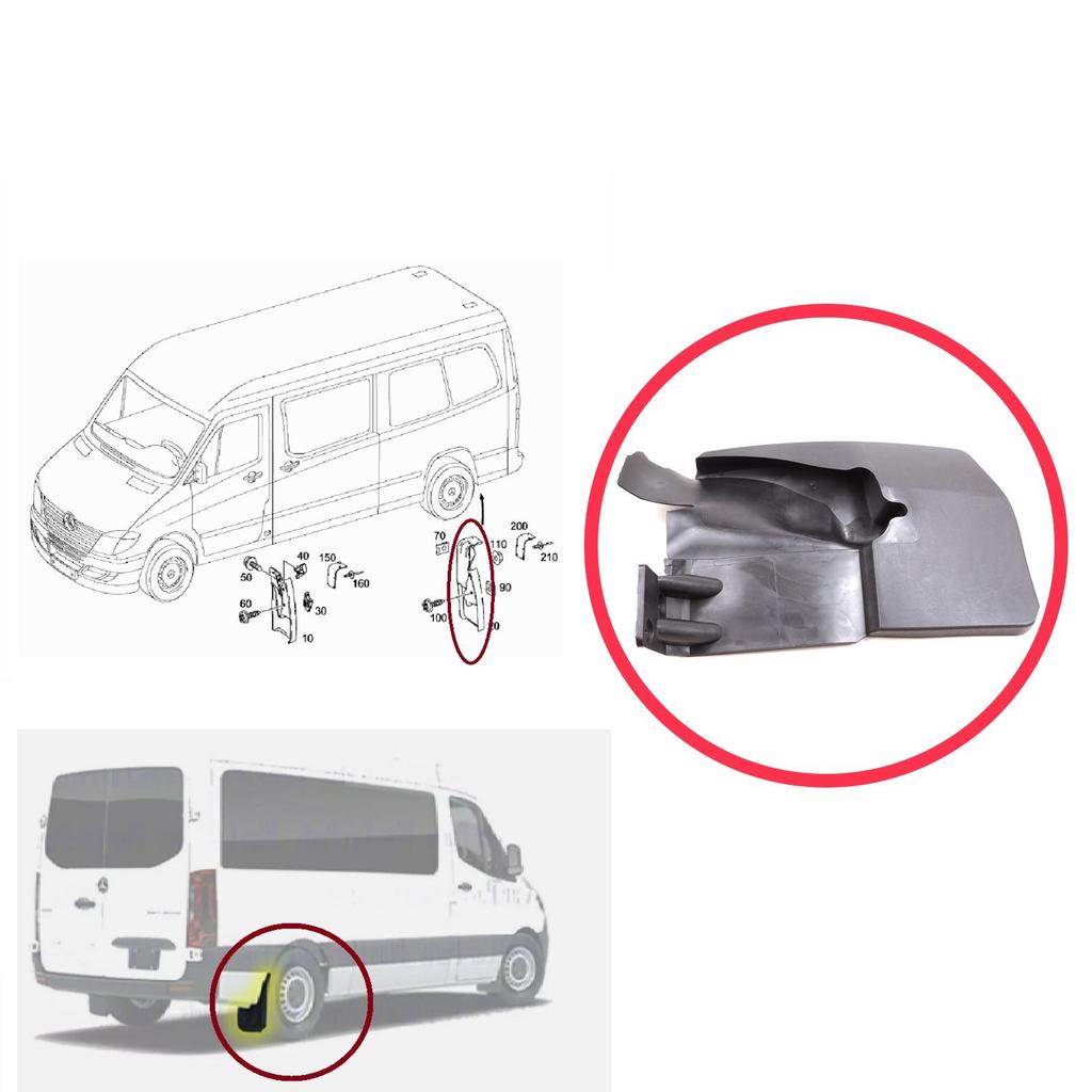 BSP1222-2 Rear Right Mud Flap Splash Guard for Mercedes Sprinter 906 NCV3 VW Crafter MK1 2006-2017 A9068820304