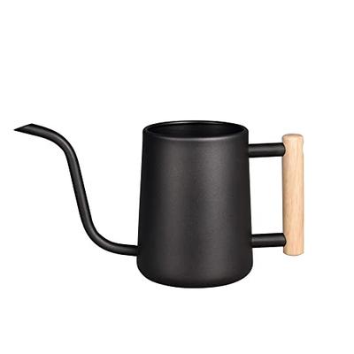 IMEEA Gießkanne, 1000 ml, Edelstahl mit Holzgriff, Stilvolles Gartengerät, Schwarz
