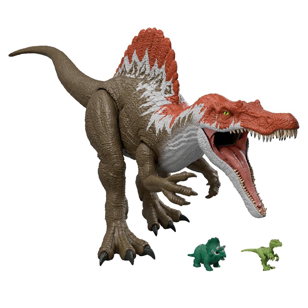 Mattel Jurassic World Super Spinosaurus Kids Figure Dinosaur 92cm Includes 2 Mini Ages JKD77 Big! Toy, Approx. Long, Figures, 4+, Brown,