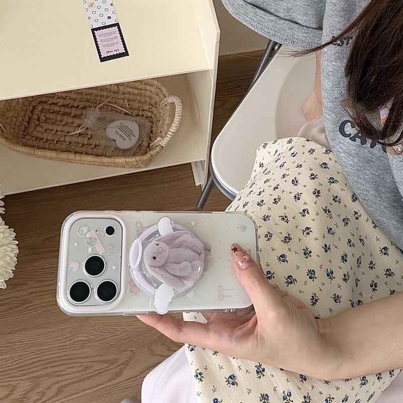 Magnetic Bunny Bow iPhone Case for iPhone 17/16 Pro Max/15/14.