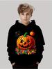 Halloween Hoodies for Kids Cute Ghost Pumpkin Graphic Sweatshirt Cartoon Black Print Holiday Gift Children's Clothing