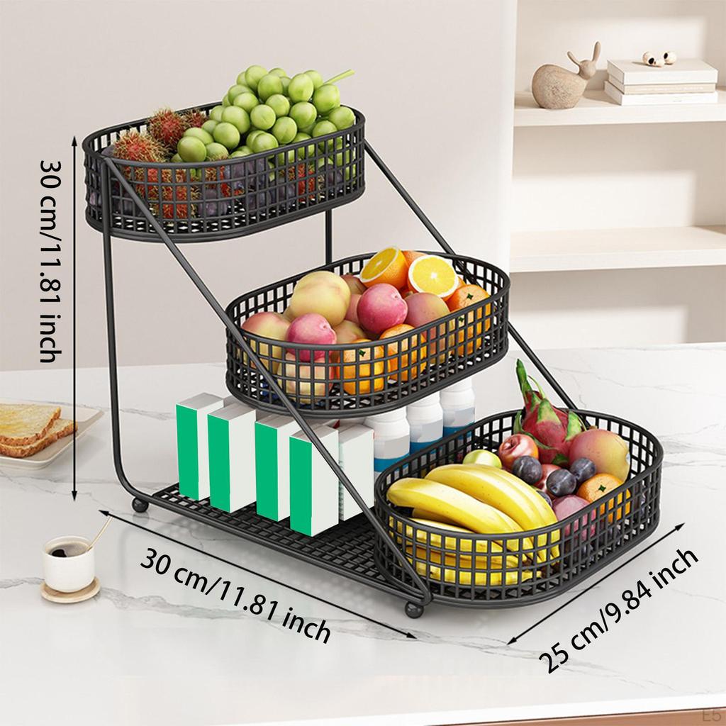3 Tier Countertop Fruit Basket Fruits Stand Holder Vegetables Storage Rack for Kitchen