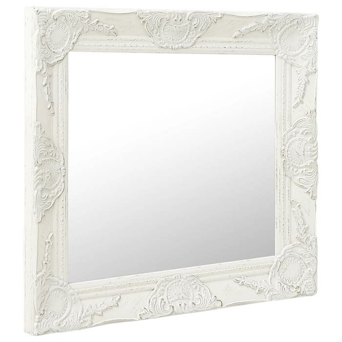 VidaXL Wall Mirror Baroque Style 60x60 Cm White 320332