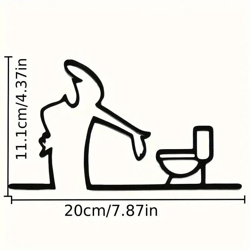 New Metal Wall Decor 2D Flat Metal Toilet WC Sign Creative Black Frame Modern Home Decor for Bathroom Home Wall Art Decoration