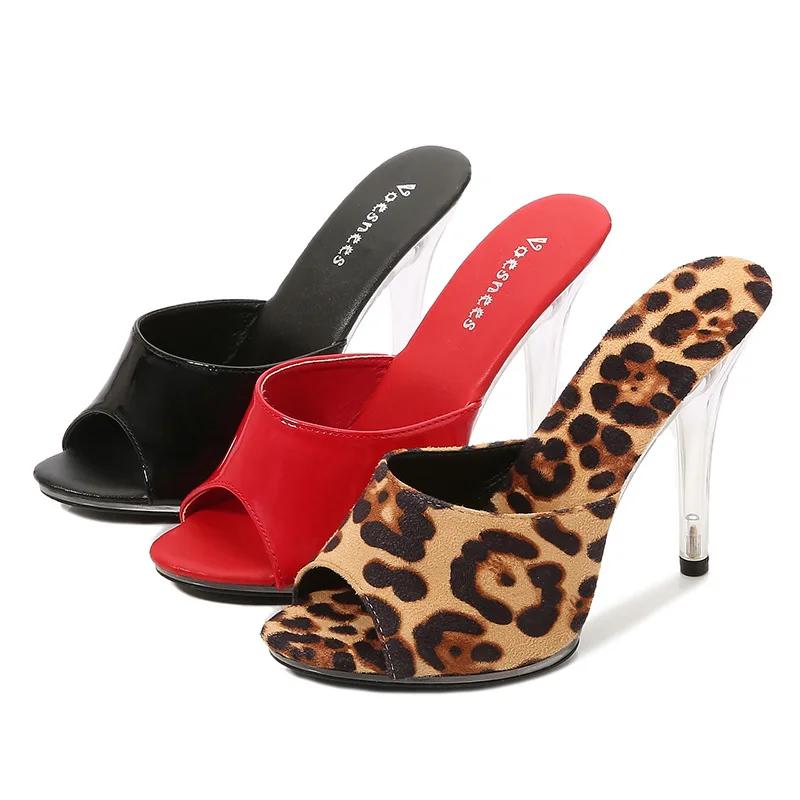 2025 new 35-43 sexy super high heels 11CM high nightclub transparent slippers sex shoes plus-size shoes