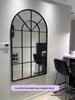 Wrought Iron Faux Window Wall Hanging for Foyer, Dining, and Living Room - Creative Decorative Mirror Pendant.
