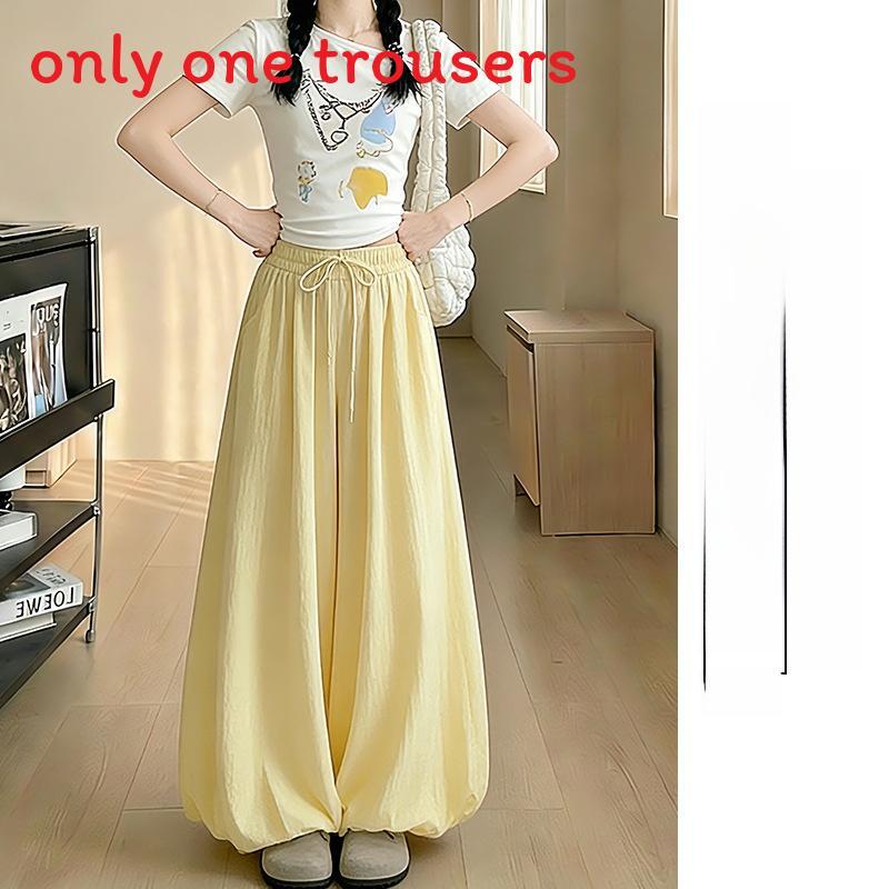 High Waist Casual Pants For Women With Polyester Fabric And Pleated Design For Spring Summer Wear