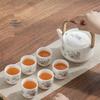 Valley Secluded Gold Inlaid Jade Ceramic Kung Fu Tea Set