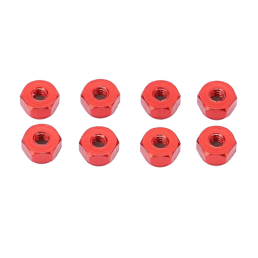 8pcs Aluminum Alloy Lock Nut Nylon Lining M2 Hex Locking Nut for Axial Scx24 124 RC Models Red