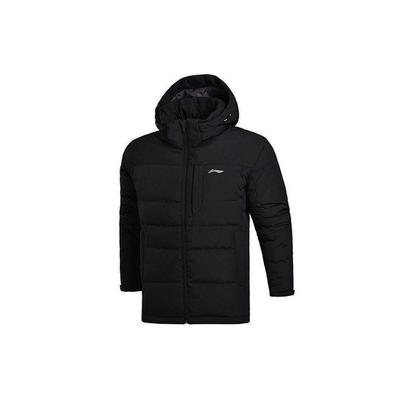 Li Ning Logo Winddichte Warme Daunenjacke mit Kapuze Herrenjacke Schwarz AYMR255-1