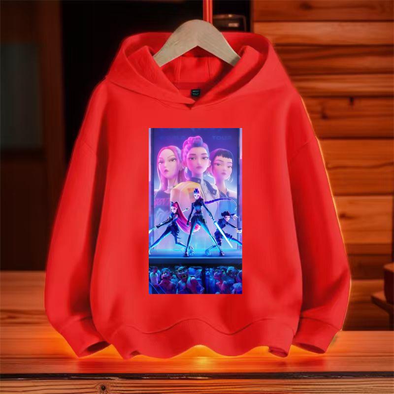 Nieuwe KPop Duiveljager Bedrukte Hoodie Kindermode Herfst/Winter Hoodie Meisje Schattig Sportkleding Top